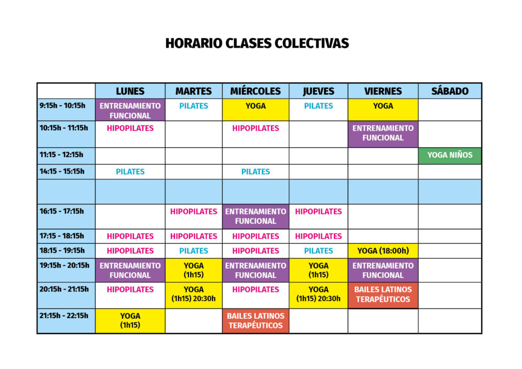 Horario clases colectivas